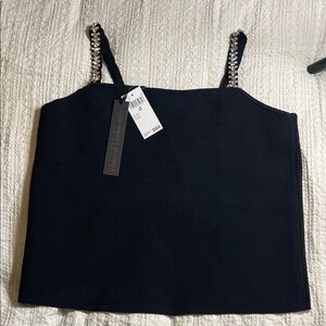 House of Harlow 1960 Black Camisole with Embellished Straps